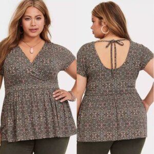 Torrid | Size 1X | Super Soft Surplice Dolman Babydoll Tee Knit Floral Tunic Top